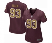 Women's Nike Washington Redskins #93 Jonathan Allen Game Burgundy Red Gold Number Alternate 80TH Anniversary NFL Jersey