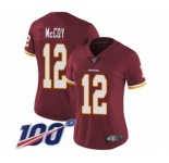 Women's Washington Redskins #12 Colt McCoy Burgundy Red Team Color Vapor Untouchable Limited Player 100th Season Football Jersey