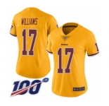 Women's Washington Redskins #17 Doug Williams Limited Gold Rush Vapor Untouchable 100th Season Football Jersey