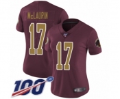Women's Washington Redskins #17 Terry McLaurin Burgundy Red Gold Number Alternate 80TH Anniversary Vapor Untouchable Limited Player 100th Season Football J