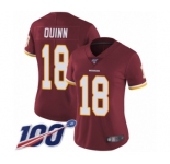 Women's Washington Redskins #18 Trey Quinn Burgundy Red Team Color Vapor Untouchable Limited Player 100th Season Football Jersey