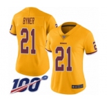 Women's Washington Redskins #21 Earnest Byner Limited Gold Rush Vapor Untouchable 100th Season Football Jersey