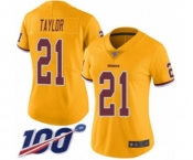 Women's Washington Redskins #21 Sean Taylor Limited Gold Rush Vapor Untouchable 100th Season Football Jersey