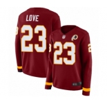 Women's Washington Redskins #23 Bryce Love Limited Burgundy Therma Long Sleeve Football Jersey