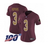 Women's Washington Redskins #3 Dustin Hopkins Burgundy Red Gold Number Alternate 80TH Anniversary Vapor Untouchable Limited Player 100th Season Football Je