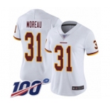 Women's Washington Redskins #31 Fabian Moreau White Vapor Untouchable Limited Player 100th Season Football Jersey