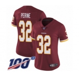Women's Washington Redskins #32 Samaje Perine Burgundy Red Team Color Vapor Untouchable Limited Player 100th Season Football Jersey