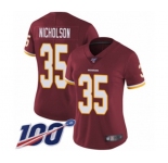 Women's Washington Redskins #35 Montae Nicholson Burgundy Red Team Color Vapor Untouchable Limited Player 100th Season Football Jersey