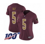 Women's Washington Redskins #5 Tress Way Burgundy Red Gold Number Alternate 80TH Anniversary Vapor Untouchable Limited Player 100th Season Football Jersey