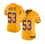 Women's Washington Redskins #53 Jon Bostic Limited Gold Rush Vapor Untouchable Football Jersey