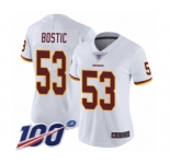 Women's Washington Redskins #53 Jon Bostic White Vapor Untouchable Limited Player 100th Season Football Jersey