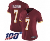 Women's Washington Redskins #7 Joe Theismann Burgundy Red Team Color Vapor Untouchable Limited Player 100th Season Football Jersey