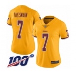 Women's Washington Redskins #7 Joe Theismann Limited Gold Rush Vapor Untouchable 100th Season Football Jersey