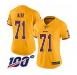 Women's Washington Redskins #71 Charles Mann Limited Gold Rush Vapor Untouchable 100th Season Football Jersey