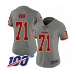 Women's Washington Redskins #71 Charles Mann Limited Gray Inverted Legend 100th Season Football Jersey
