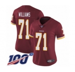 Women's Washington Redskins #71 Trent Williams Burgundy Red Team Color Vapor Untouchable Limited Player 100th Season Football Jersey