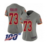 Women's Washington Redskins #73 Chase Roullier Limited Gray Inverted Legend 100th Season Football Jersey