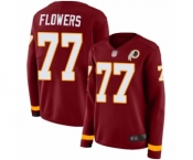Women's Washington Redskins #77 Ereck Flowers Limited Burgundy Therma Long Sleeve Football Jersey