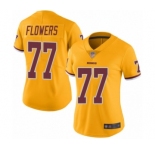Women's Washington Redskins #77 Ereck Flowers Limited Gold Rush Vapor Untouchable Football Jersey