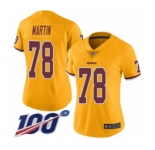Women's Washington Redskins #78 Wes Martin Limited Gold Rush Vapor Untouchable 100th Season Football Jersey