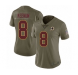 Women's Washington Redskins #8 Case Keenum Limited Olive 2017 Salute to Service Football Jersey