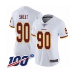 Women's Washington Redskins #90 Montez Sweat White Vapor Untouchable Limited Player 100th Season Football Jersey