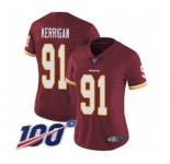 Women's Washington Redskins #91 Ryan Kerrigan Burgundy Red Team Color Vapor Untouchable Limited Player 100th Season Football Jersey