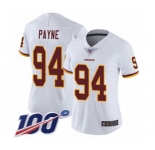 Women's Washington Redskins #94 Da'Ron Payne White Vapor Untouchable Limited Player 100th Season Football Jersey