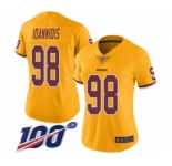 Women's Washington Redskins #98 Matt Ioannidis Limited Gold Rush Vapor Untouchable 100th Season Football Jersey