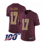 Youth Washington Redskins #17 Terry McLaurin Burgundy Red Gold Number Alternate 80TH Anniversary Vapor Untouchable Limited Player 100th Season Football Jer