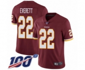 Youth Washington Redskins #22 Deshazor Everett Burgundy Red Team Color Vapor Untouchable Limited Player 100th Season Football Jersey