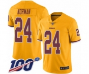 Youth Washington Redskins #24 Josh Norman Limited Gold Rush Vapor Untouchable 100th Season Football Jersey