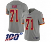Youth Washington Redskins #71 Charles Mann Limited Gray Inverted Legend 100th Season Football Jersey