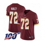 Youth Washington Redskins #72 Dexter Manley Burgundy Red Team Color Vapor Untouchable Limited Player 100th Season Football Jersey