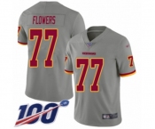 Youth Washington Redskins #77 Ereck Flowers Limited Gray Inverted Legend 100th Season Football Jersey
