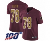 Youth Washington Redskins #78 Wes Martin Burgundy Red Gold Number Alternate 80TH Anniversary Vapor Untouchable Limited Player 100th Season Football Jersey