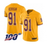 Youth Washington Redskins #91 Ryan Kerrigan Limited Gold Rush Vapor Untouchable 100th Season Football Jersey