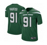 Men's New York Jets #91 Bronson Kaufusi Game Green Team Color Football Jersey