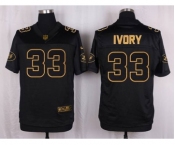 nike nfl jerseys new york jets #33 ivory black gold collection[Elite]