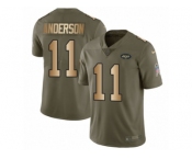 Men Nike New York Jets #11 Robby Anderson Limited Olive Gold 2017 Salute to Service NFL Jersey