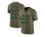 Men Nike New York Jets #22 Matt Forte Limited Olive 2017 Salute to Service NFL Jersey
