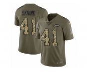 Men Nike New York Jets #41 Buster Skrine Limited Olive Camo 2017 Salute to Service NFL Jersey