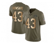 Men Nike New York Jets #43 Julian Howsare Limited Olive Gold 2017 Salute to Service NFL Jersey
