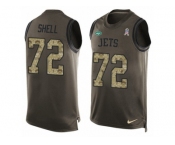 Men Nike New York Jets #72 Brandon Shell Limited Green Salute to Service Tank Top NFL Jersey
