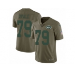Men Nike New York Jets #79 Brent Qvale Limited Olive 2017 Salute to Service NFL Jersey