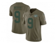 Men Nike New York Jets #9 Bryce Petty Limited Olive 2017 Salute to Service NFL Jersey