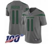 Men's New York Jets #11 Robby Anderson Limited Gray Inverted Legend 100th Season Football Jersey