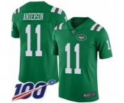 Men's New York Jets #11 Robby Anderson Limited Green Rush Vapor Untouchable 100th Season Football Jersey