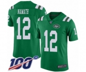 Men's New York Jets #12 Joe Namath Limited Green Rush Vapor Untouchable 100th Season Football Jersey