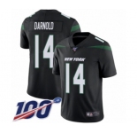 Men's New York Jets #14 Sam Darnold Black Alternate Vapor Untouchable Limited Player 100th Season Football Jersey